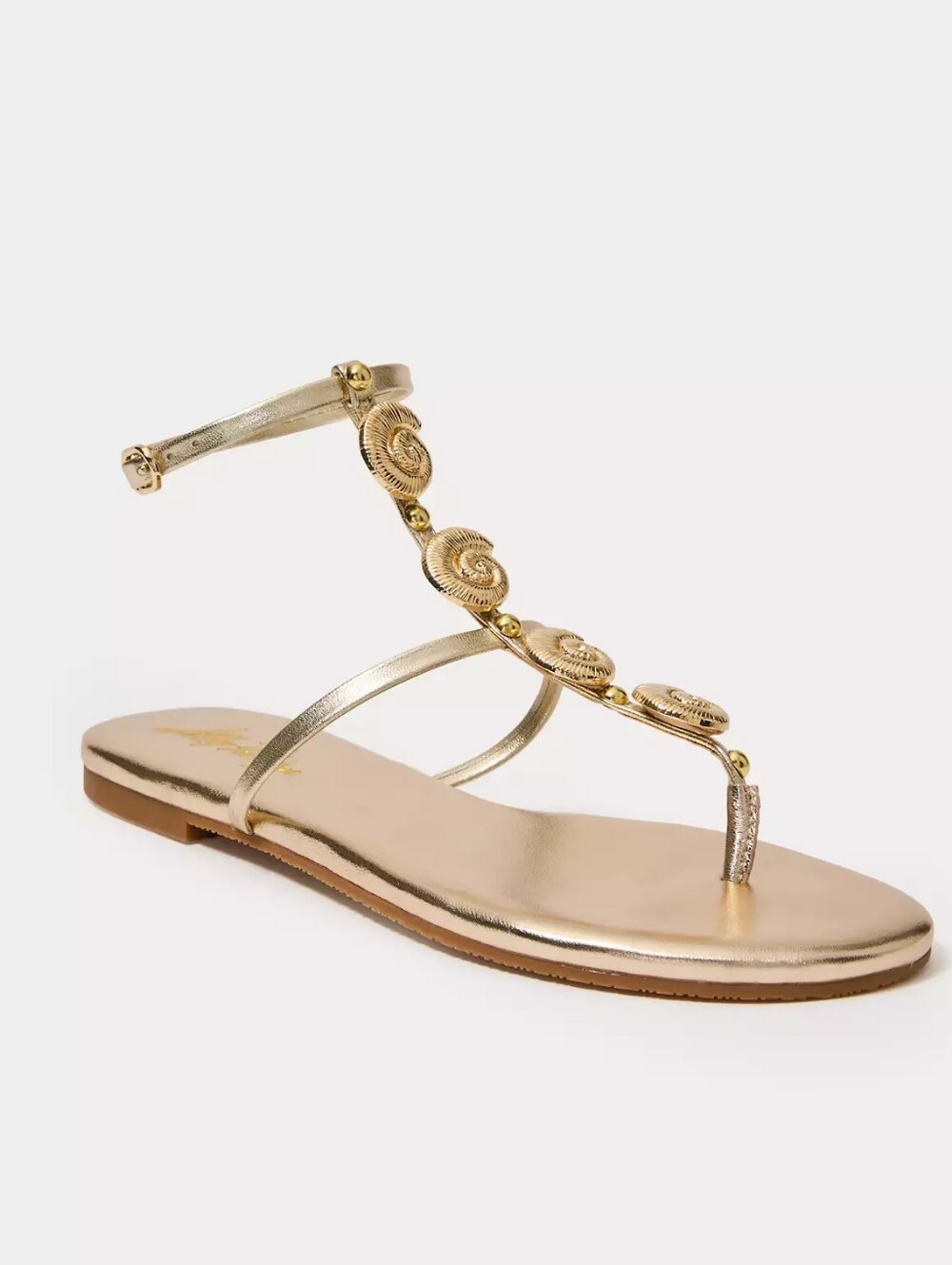 Lilly Pulitzer Gold Dylann Sandals with Shell Accents $178 - Size 9M